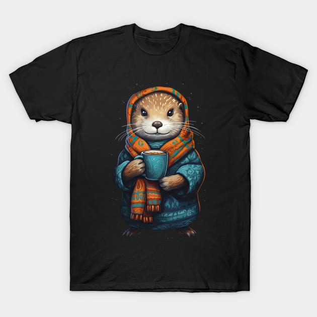 Otter in Winter T-Shirt by difrats